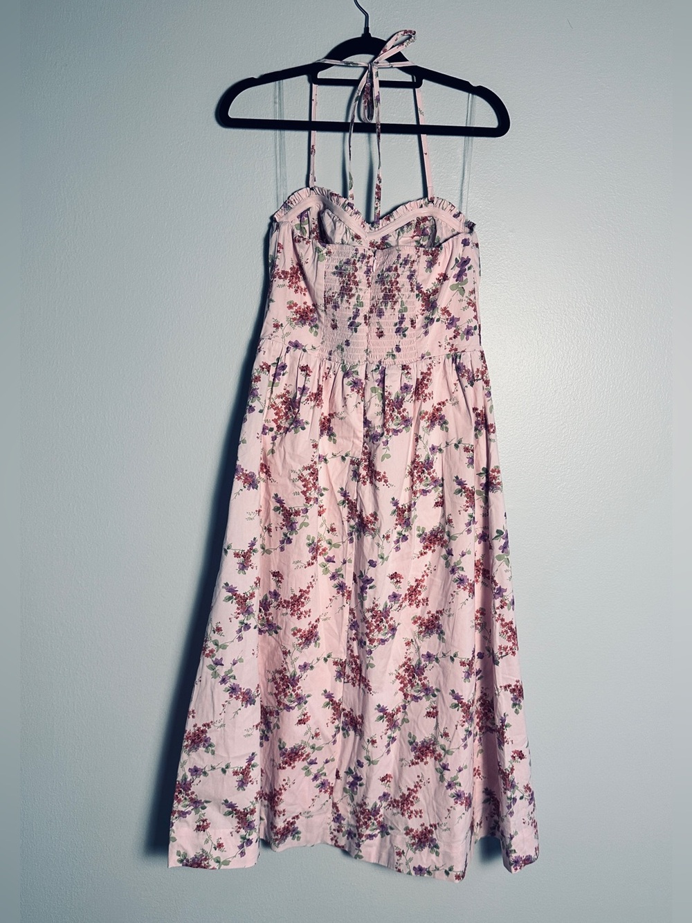 Wild Fable Fit and Flare Babydoll Midi A-Line Strapless Pink Floral Midi Dress S - Picture 7 of 12